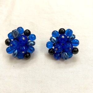 Vintage Beaded Clip-On Earrings  W. Germany